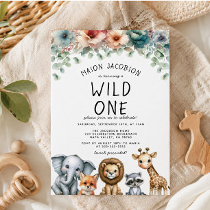 Budget Wild One Safari Animals Boy Birthday Party Invitation