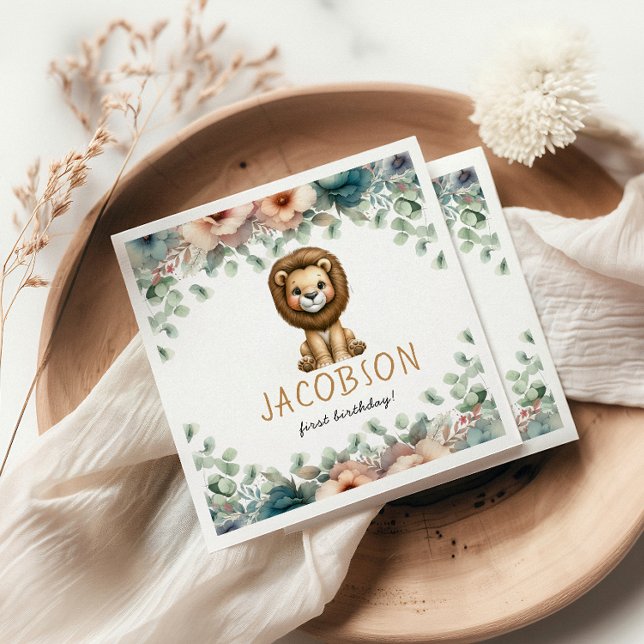 Budget Wild One Safari Animals Boy Birthday Party Napkins (Creator Uploaded)