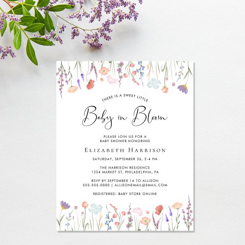 Budget Wildflower Baby in Bloom Shower Invitation