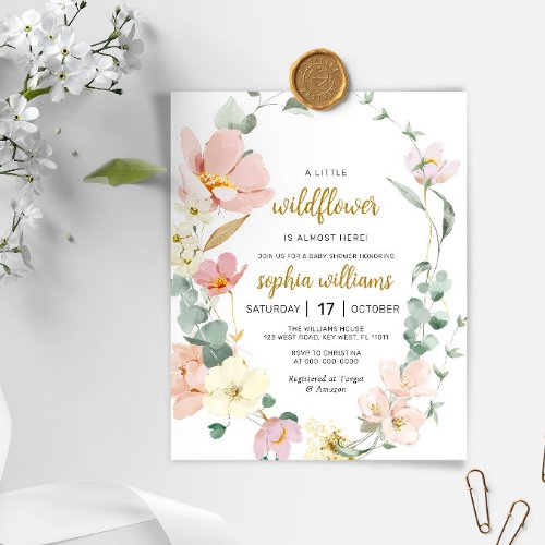 Budget Wildflower Baby Shower Invitation