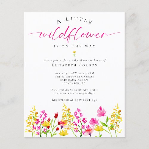 Budget Wildflower Baby Shower Watercolor Floral
