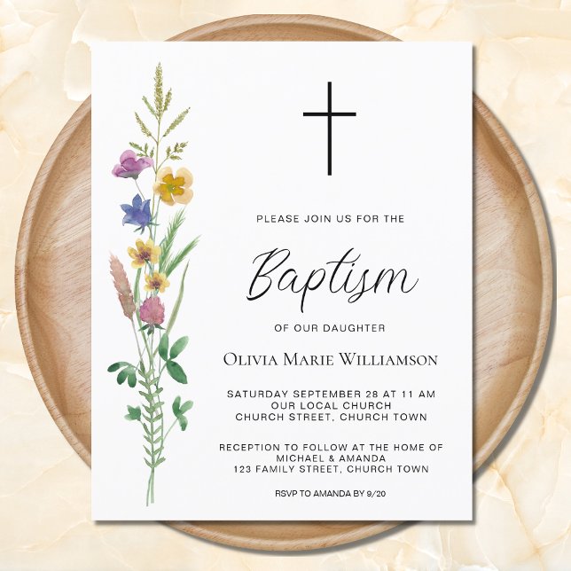 Budget  Wildflower Baptism Invitation  (Creator Uploaded)