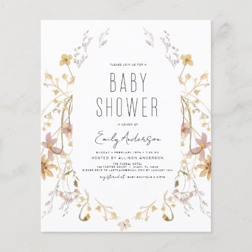 Budget Wildflower Boho Baby Shower Elegant Modern