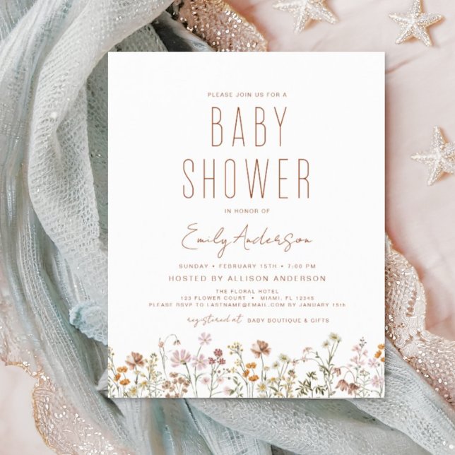 Budget Wildflower Boho Baby Shower Invitation (Creator Uploaded)