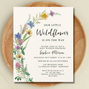 Budget Wildflower Boho Baby Shower Invitation