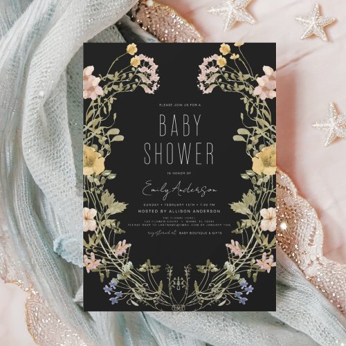 Wildflower Floral or wildflower baby shower invitation