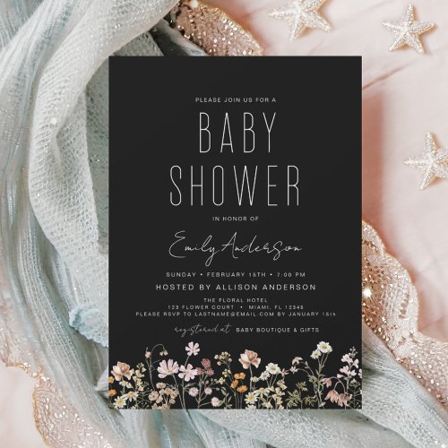 Budget Wildflower Boho Baby Shower Invitation Flyer