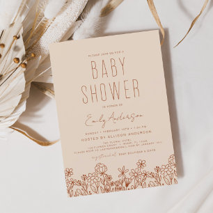 Budget Wildflower Boho Baby Shower Terracotta Flyer