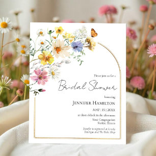 Budget Wildflower Boho Bridal Shower Invitation