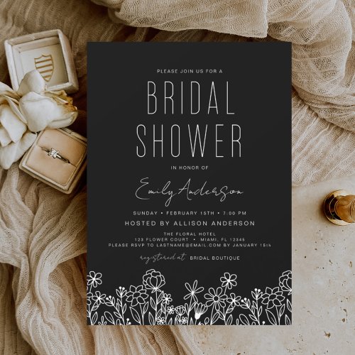 Budget Wildflower Boho Bridal Shower Invitation
