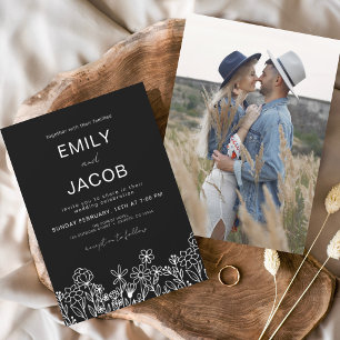 Budget Wildflower Boho Photo Wedding Invitation