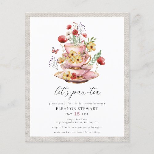 Budget Wildflower Bridal Tea Shower Invitation Flyer