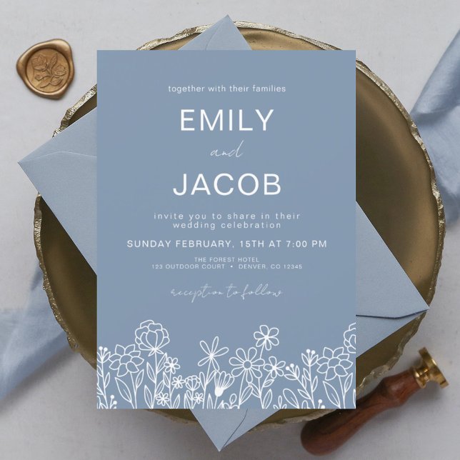 Budget Wildflower Dusty Blue Botanical Wedding Flyer (Creator Uploaded)