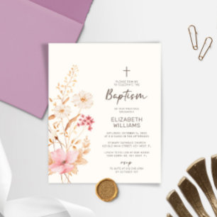 Budget Wildflower Garden Baptism Invitation