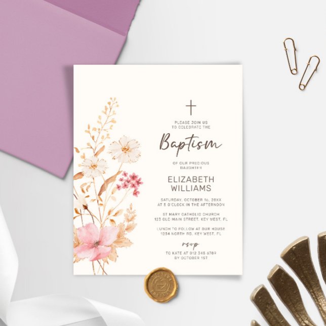 Budget Wildflower Garden Baptism Invitation (Creator Uploaded)