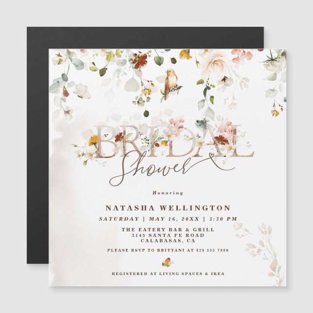 Budget Wildflower Garden Bridal Shower Invitation (Front/Back)