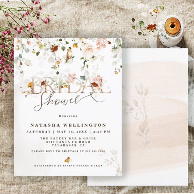 Budget Wildflower Garden Bridal Shower Invitation