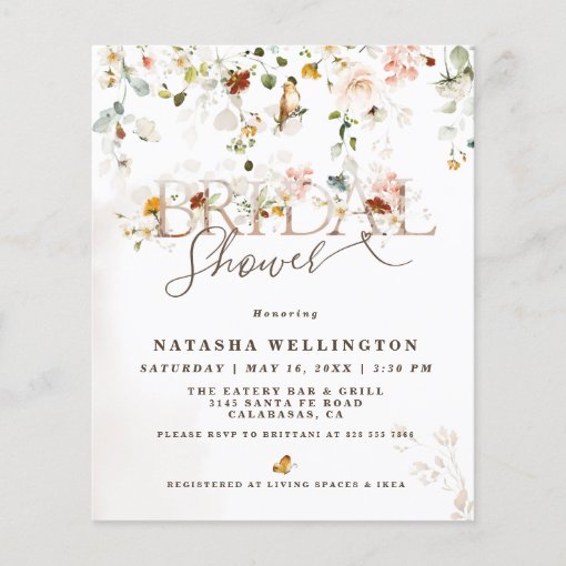 Budget Wildflower Garden Bridal Shower Invitation Zazzle