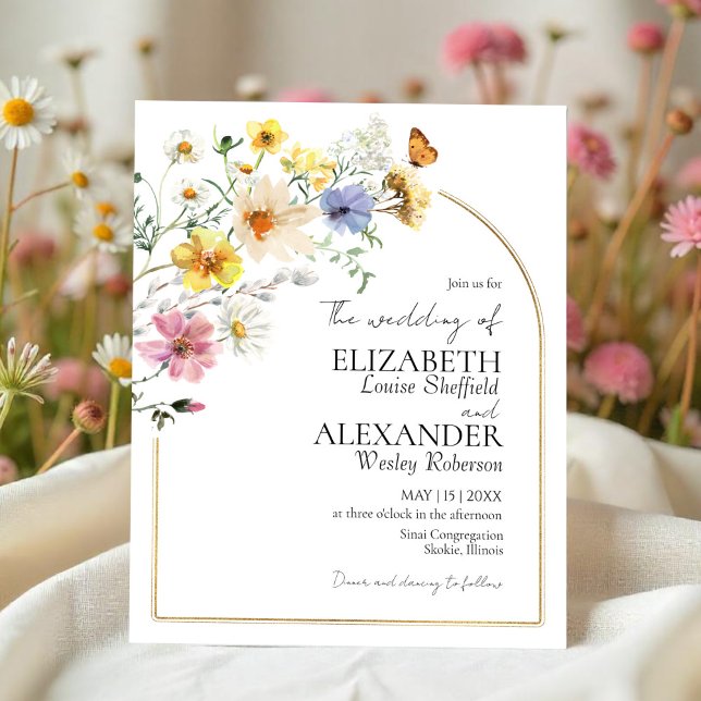 Budget Wildflower Gold | Boho Wedding Invitation (Creator Uploaded)