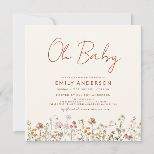 Budget Wildflower Oh Baby Shower Floral Invitation