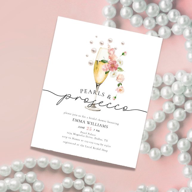 BUDGET Wildflower Pearls & Prosecco Bridal Shower Flyer (Creator Uploaded)