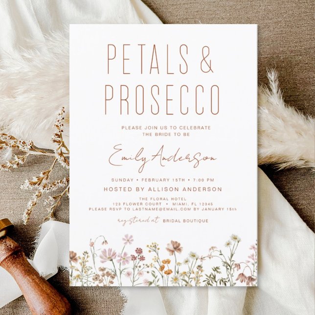Budget Wildflower Petals & Prosecco Bridal Shower  Flyer (Creator Uploaded)