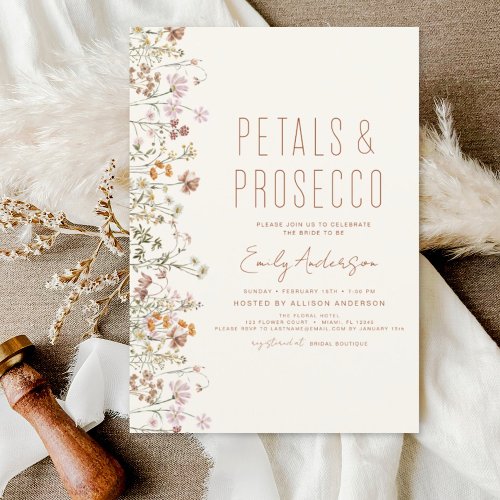 Budget Wildflower Petals  Prosecco Bridal Shower Flyer