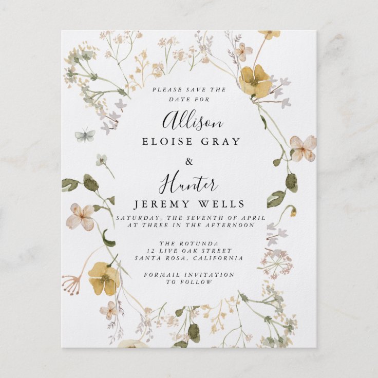 Budget Wildflower Save the Date Flyer | Zazzle