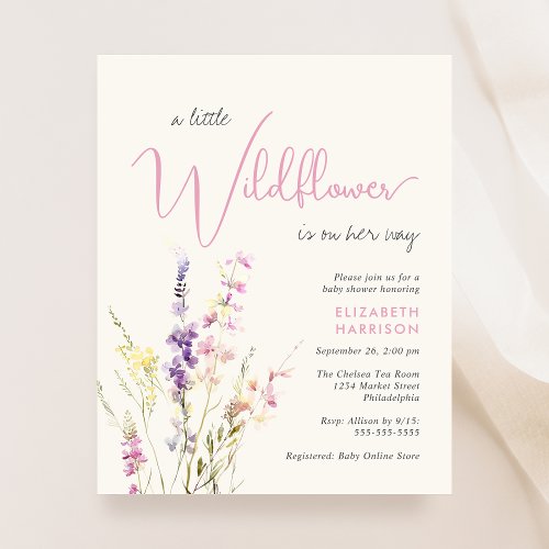 Budget Wildflower Watercolor Baby Shower Invite