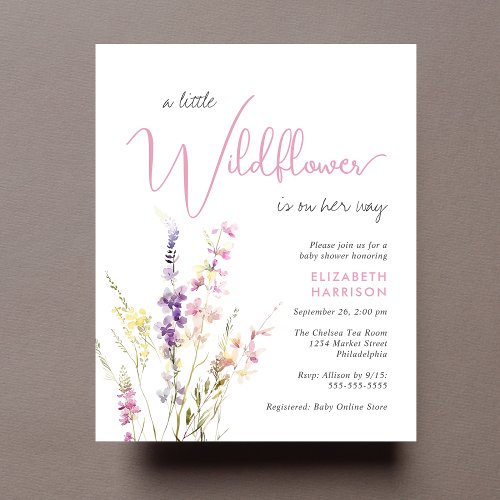 Budget Wildflower Watercolor Baby Shower Invite