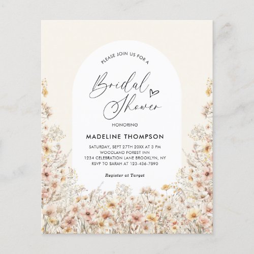 BUDGET Wildflowers Arch Heart Script Bridal Shower