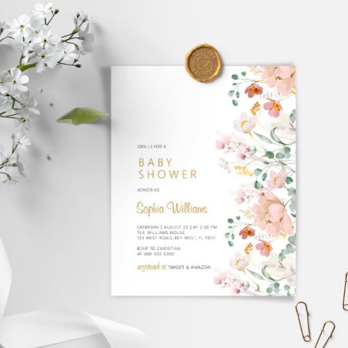 Budget Wildflowers Baby Shower Invitation