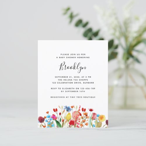 BUDGET Wildflowers Baby Shower Invitation