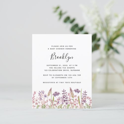 BUDGET Wildflowers Baby Shower Invitation