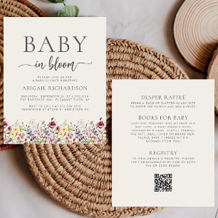 Budget Wildflowers Beige QR Code Baby Shower