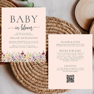 Budget Wildflowers Blush QR Code Baby Shower