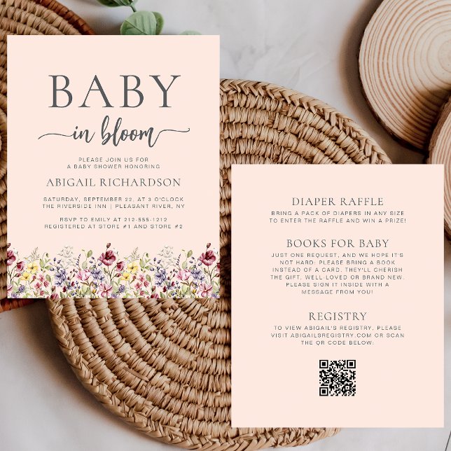 Budget Wildflowers Blush QR Code Baby Shower (Creator Uploaded)