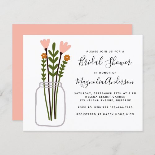 Budget Wildflowers Bridal Shower Invitation