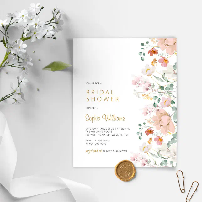 Budget Wildflowers Bridal Shower Invitation Zazzle