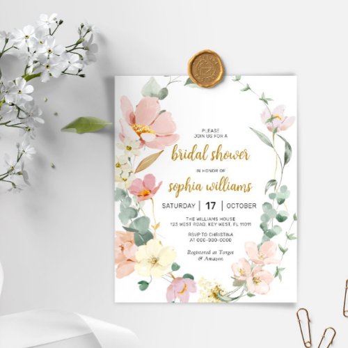 Budget Wildflowers Bridal Shower Invitation