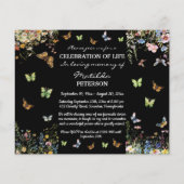 Budget Wildflowers Butterflies Funeral Invitation (Back)