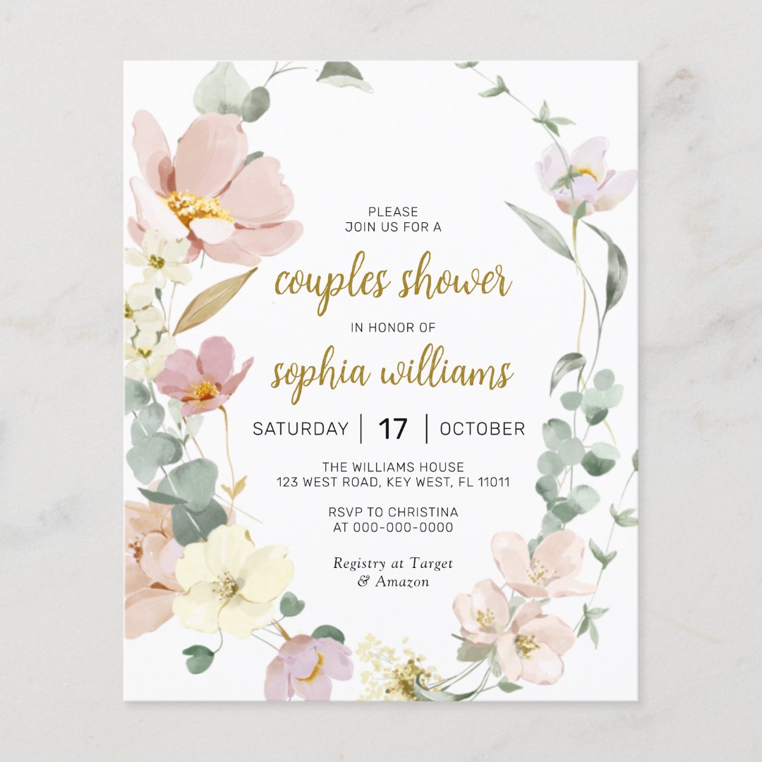 Budget Wildflowers Couples Shower Invitation Zazzle