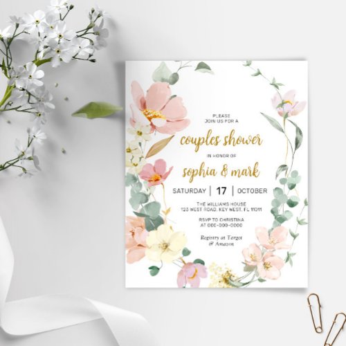 Budget Wildflowers Couples Shower Invitation