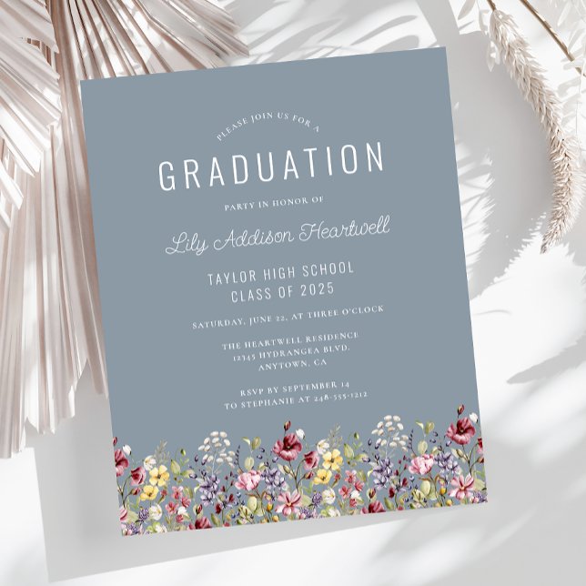 Budget Wildflowers Dusty Blue Graduation Party (Creator Uploaded)