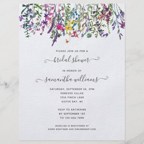 BUDGET Wildflowers Floral Bridal Shower Invitation Flyer