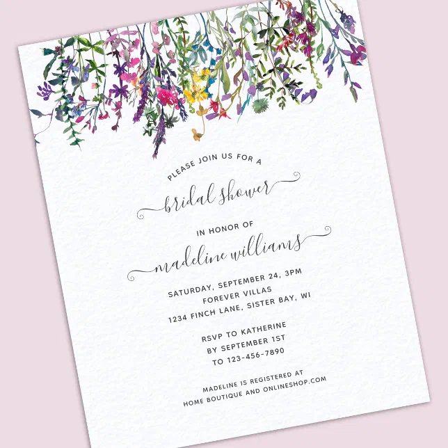 Budget Wildflowers Meadow Bridal Shower Invitation Zazzle