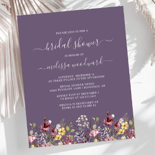 Budget Wildflowers Purple Bridal Shower Invitation