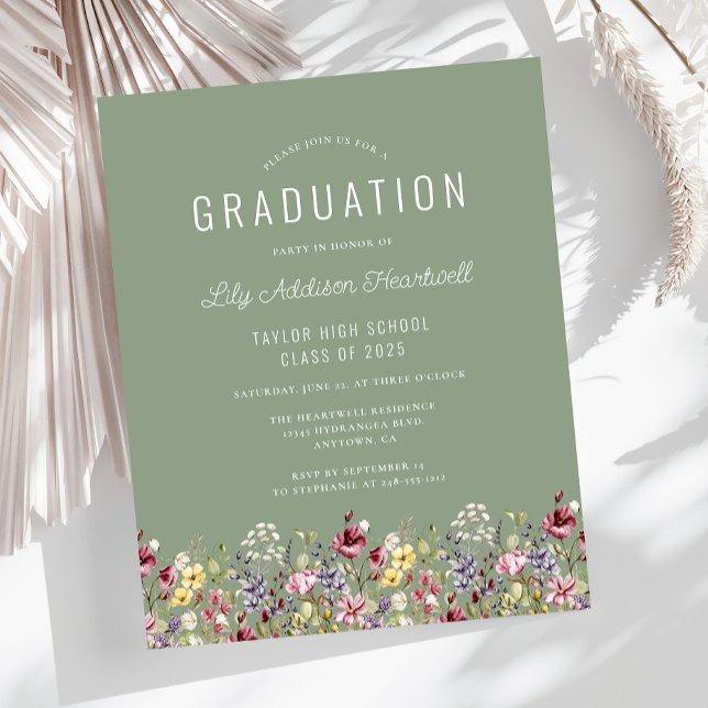 Budget Wildflowers Sage Green Graduation Party (Creator Uploaded)