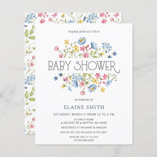 Budget Wildflowers Spring Baby Shower Invitation