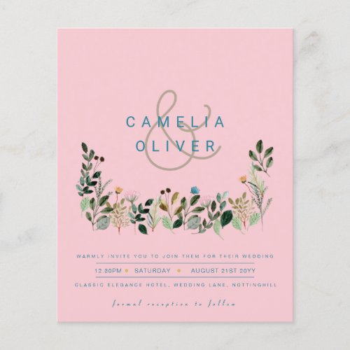 BUDGET Wildflowers Wedding Invite QR Code RSVP Fly Flyer